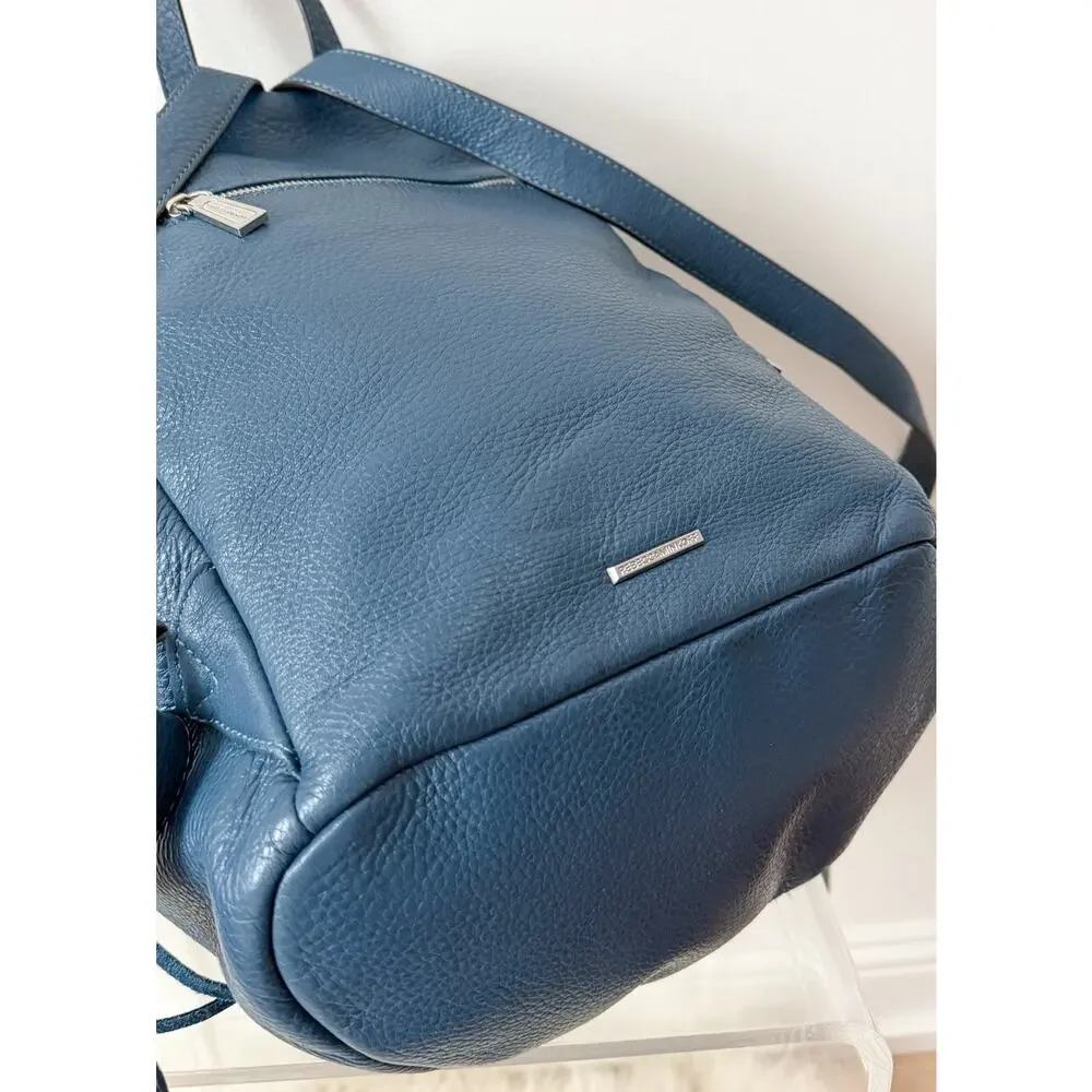 Rebecca Minkoff Julian Backpack Purse in Blue Pebbled Leather - Picture 10 of 12